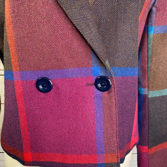 Vintage 80's City Girl Plaid Cropped Blazer 9/10 - Picture 3 of 8